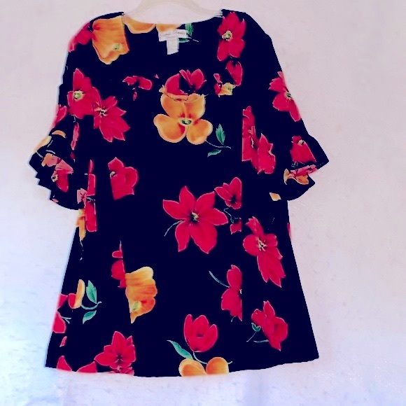 Jamie Brooke Bright & Bold Floral  Print Pullover Blouse - Picture 1 of 12